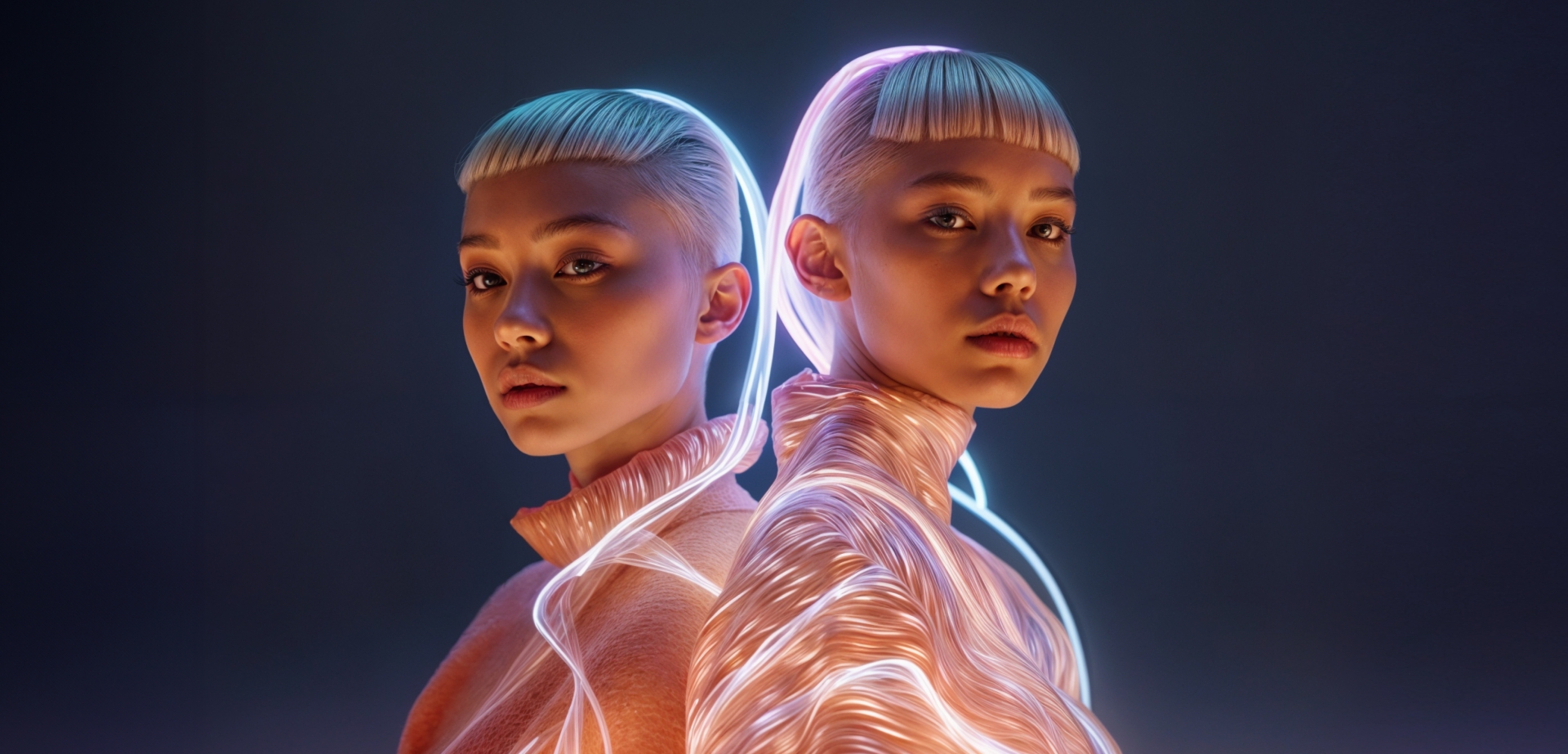 AI generated people with glowing hair