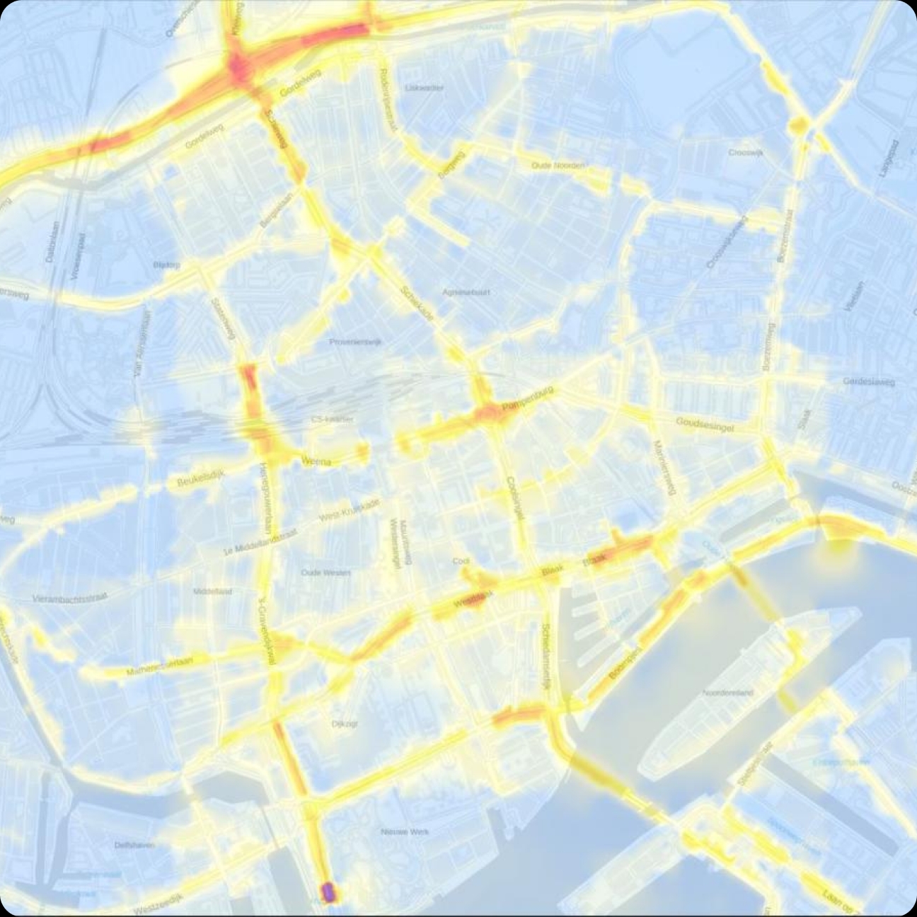 Luchtmeetnet screenshot of the map with pollution