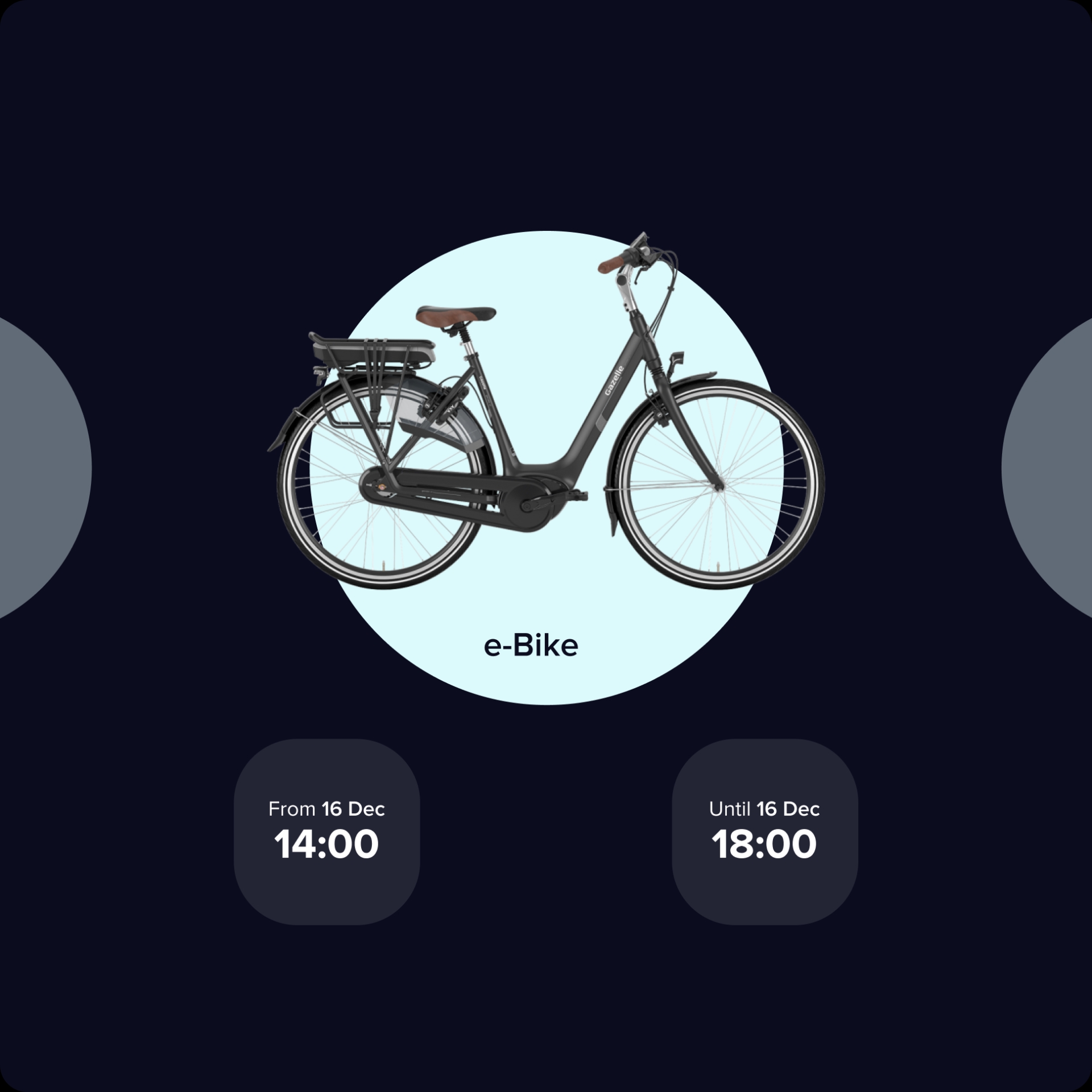 HUUB app mockup showing the bike reservation